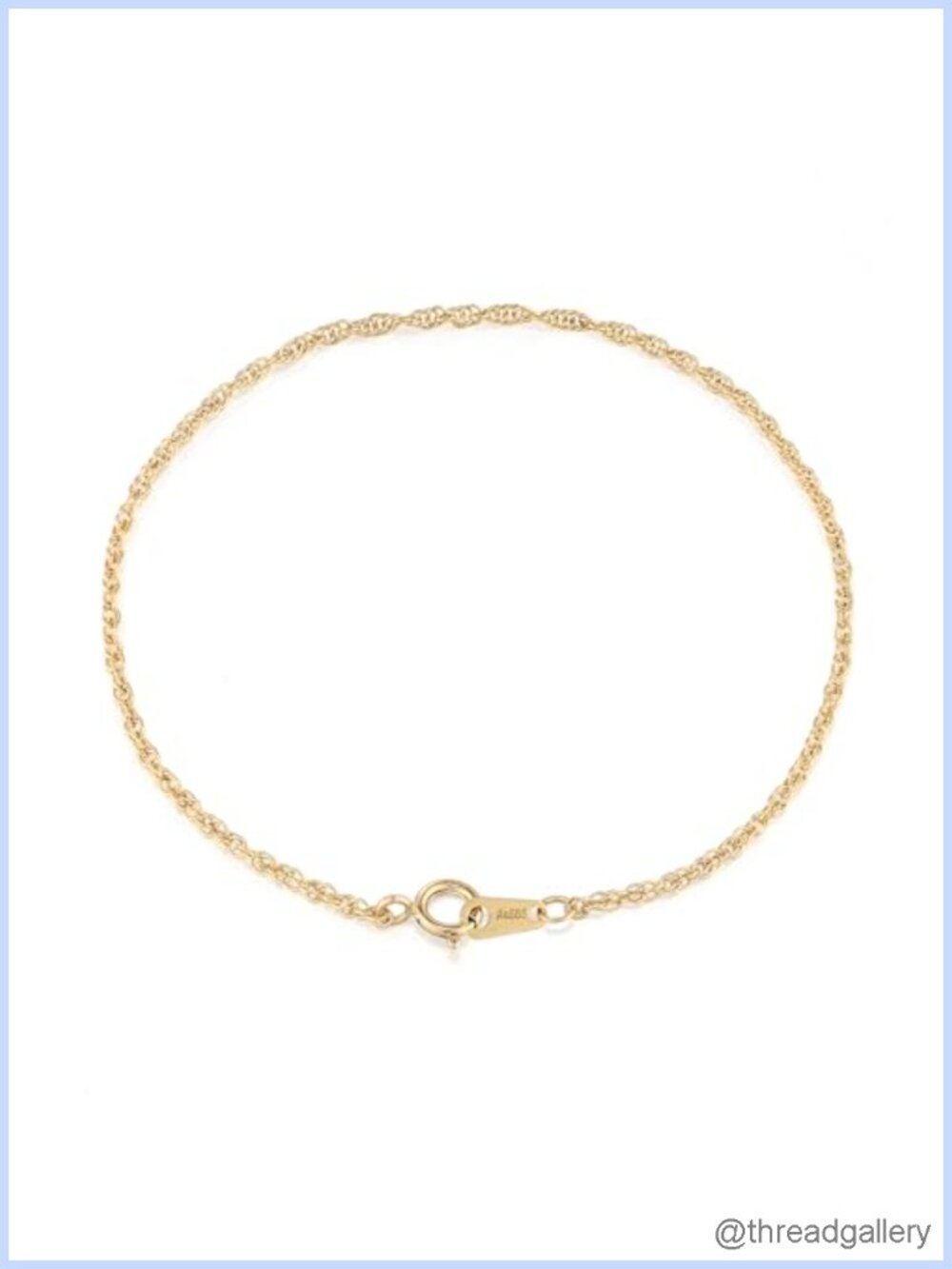 14K Gold Rope Link Chain Bracelet 1.8mm Minimalist Layering